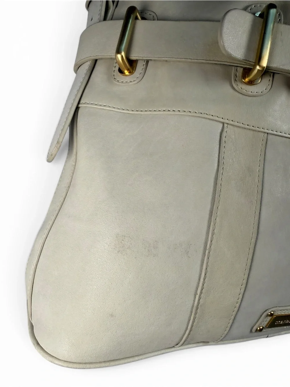 Charles David Cream Leather Buckle Shoulder Bag Convertible Tote Satchel